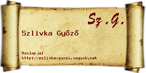 Szlivka Győző névjegykártya